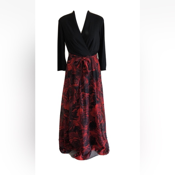 Leslie Fay plus size maxi belted dress- worn once- excellent‎ condition - Picture 1 of 6